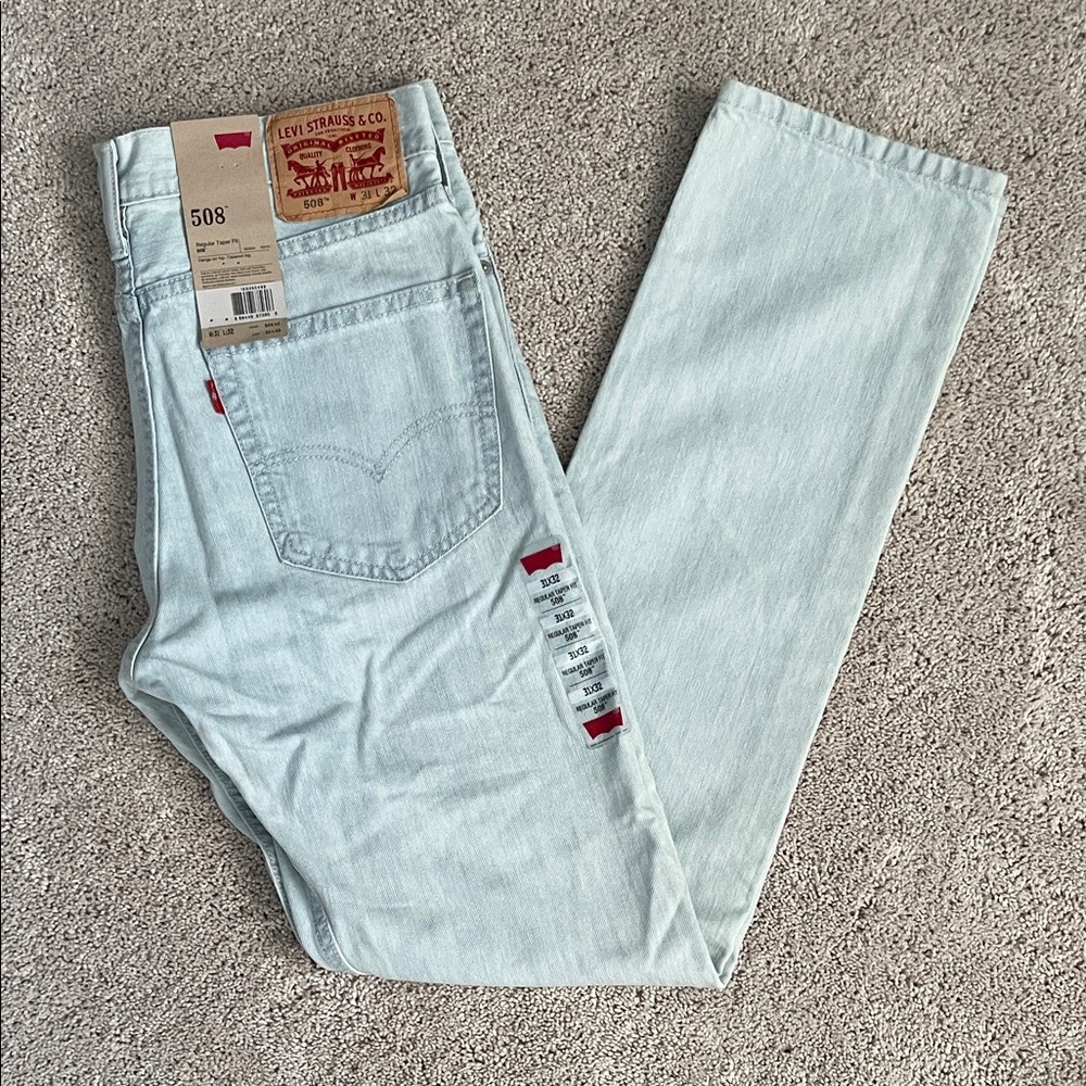 Levi's Men’s 508 Regular Taper Fit 31x32 Light Blue Denim Jeans